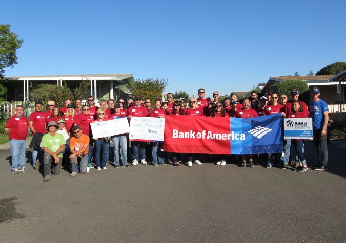 Bank of America partners with Habitat for Humanity on home repairs for low income families.