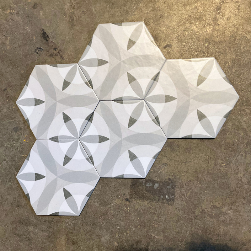 Patterned Hexagon Ceramic Tiles