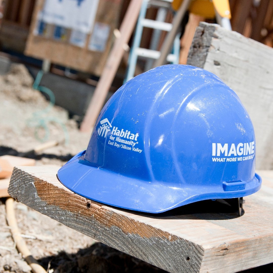 Blue Habitat for Humanity hard hat