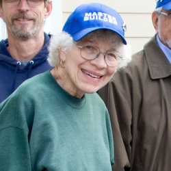 Elderly Habitat donor smiling