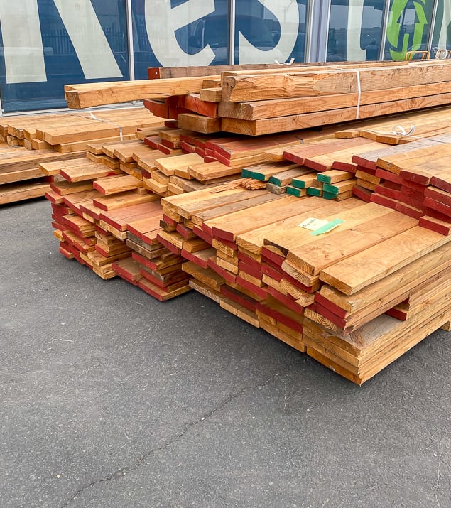 stacks of wood plank piles